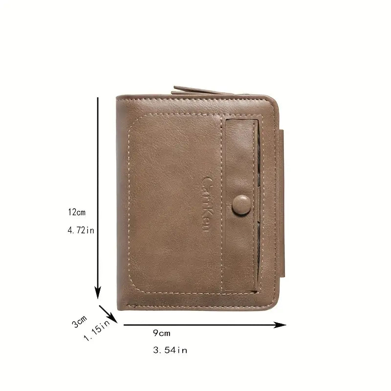 Trifold Large Capacity With Zipper Coin Purse For Men's Wallet