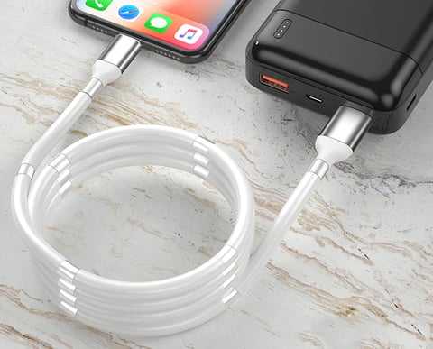 Smart Device Magnetic Auto Curl Data Cable