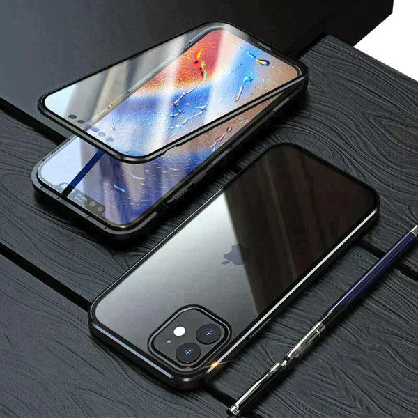 iPhone Series (Front+Back) Double Magnetic Glass Case -iPhone 13 &14 Series