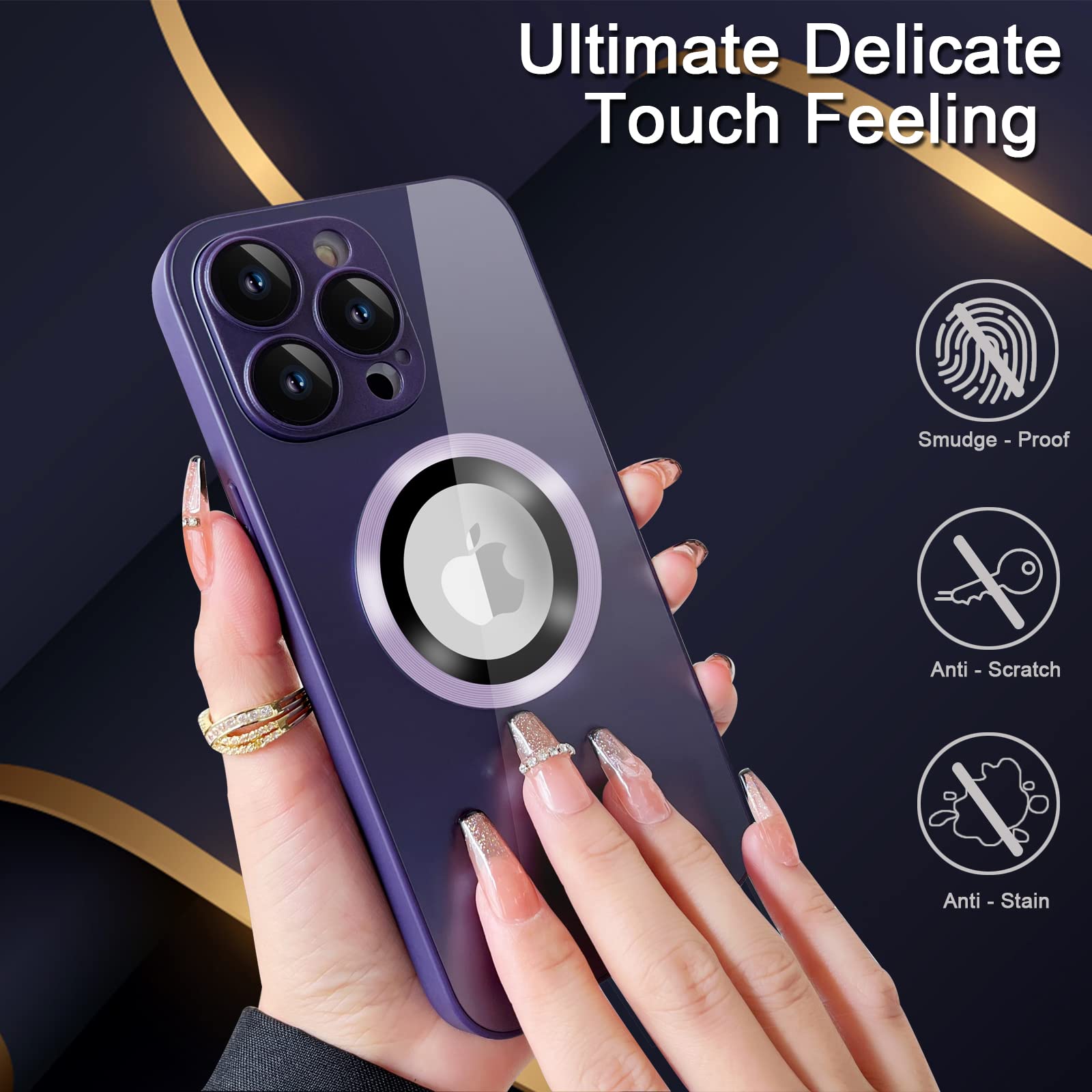 Magnetic AG Glass Frosted Case With Camera Lens Protector For iPhone 14/13