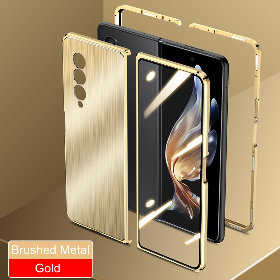 Samsung Galaxy Z  Fold4 Magnetic Double-Sided Protection Tempered Glass Aluminum Frame Phone Case